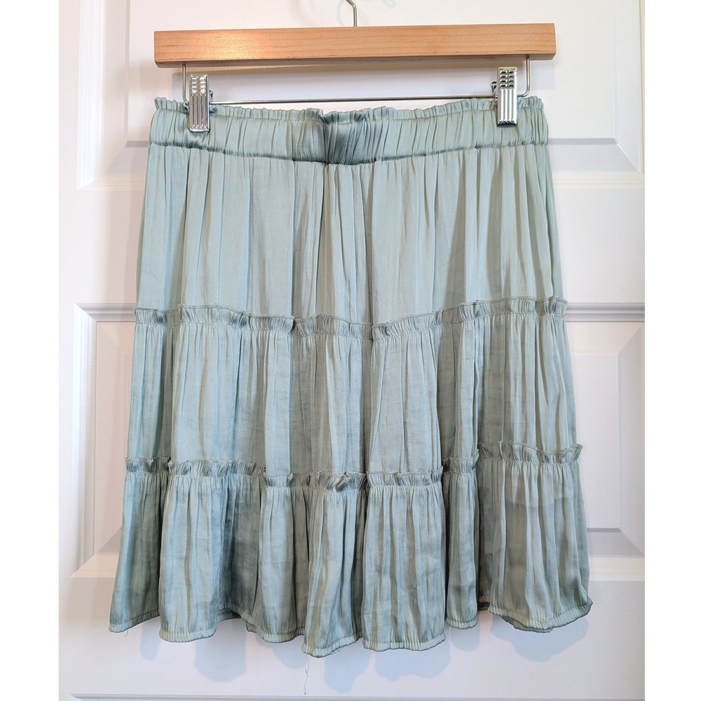 Blue B Collection Tiered Sage Mini Skirt - Picture 2 of 6